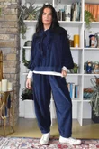Terry B Lantern Sleeve Sweatshirt Navy